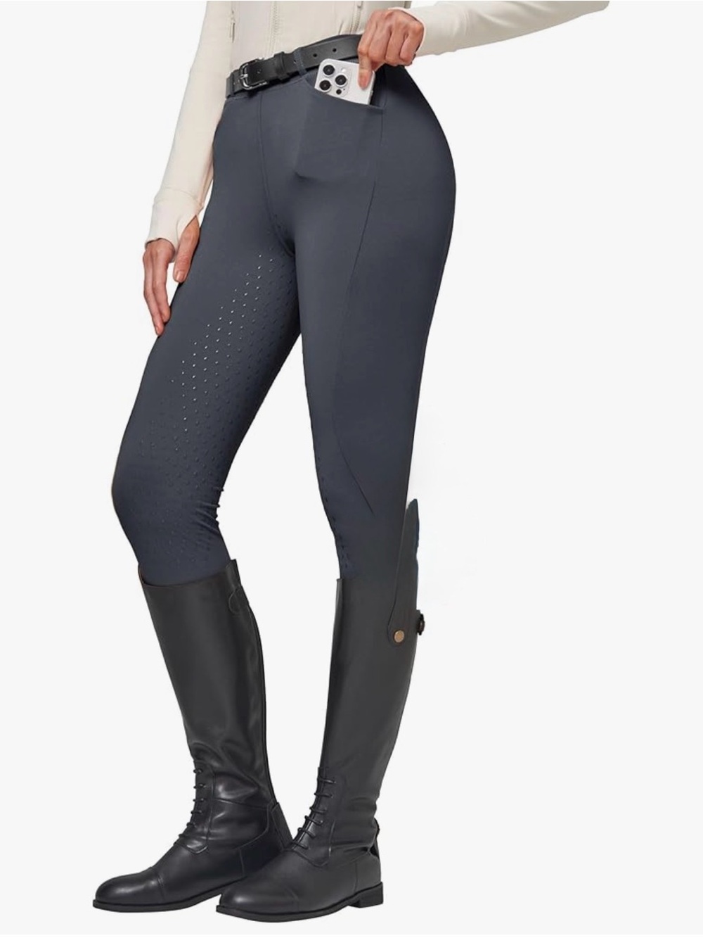Women’s Grey Riding Breeches with Phone Pocket